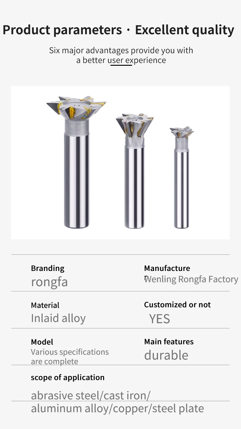 Straight Shank Dovetail Milling Cutter 45/60 Degree Tungsten Steel Yg8