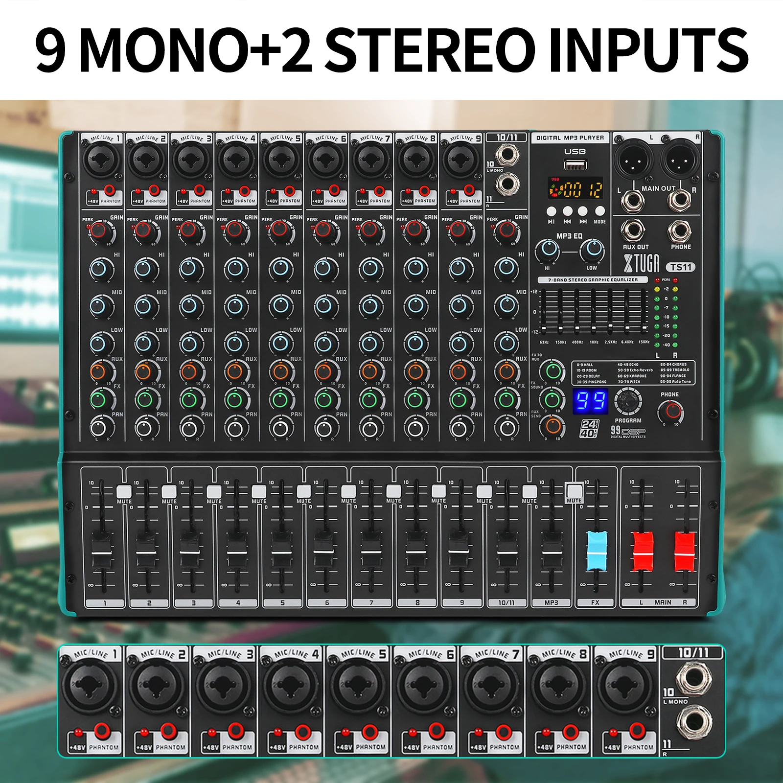 Ts11 Professional 99dsp Effects 11 Channel Home Party Audio Analog Mixer Consola De Sonido For