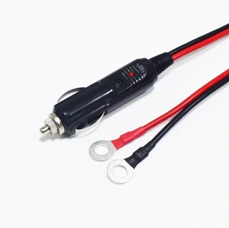 New 16AWG Cigarette Lighter Male to 8.4mm O-Ring Terminal E-Wood Car  Charger 12V 15A Fuse Automotive Inverter Jumper Power Cable