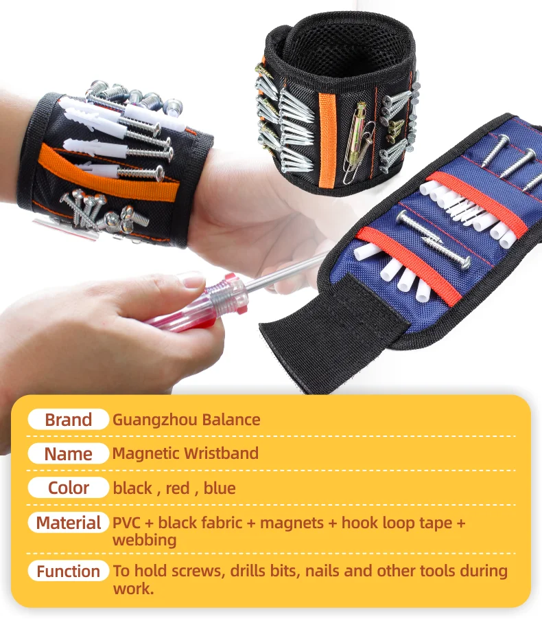 Adjustable Wrist Strap Magnetic tool wristband For Holding Screws Nails Toolsand Other Small Metal Parts