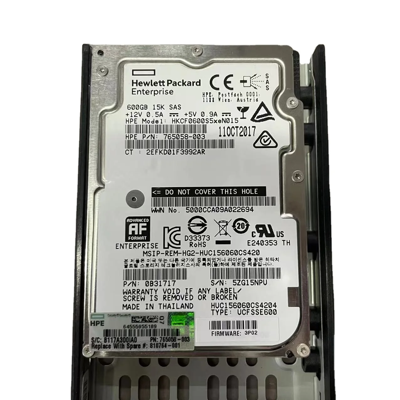 HPE 3PAR 8000 K2P98B 600GB 15K SAS 2.5 HDD 810764-001