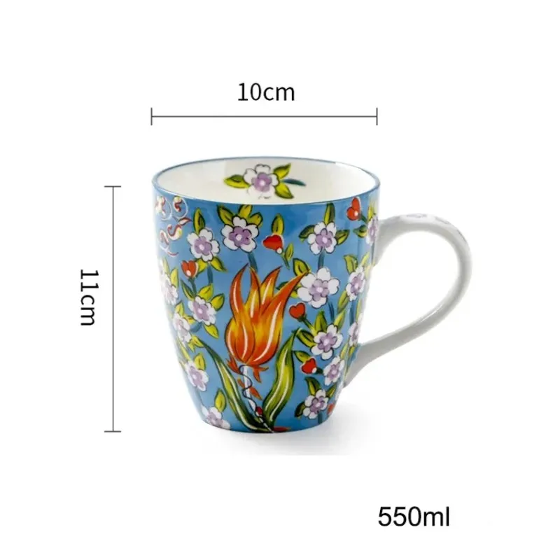 Wholesale Bone China Ceramic Mug Porcelain Coffee Cup with Custom Pattern Full Floral Design with Handle factory