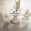 Tavolo da pranzo con piano in lastra di roccia bianco latte - 12m