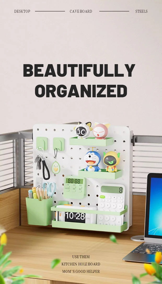 Office Baffle Carbon Steel Shelf Adjustable Hook and Loop Organizers