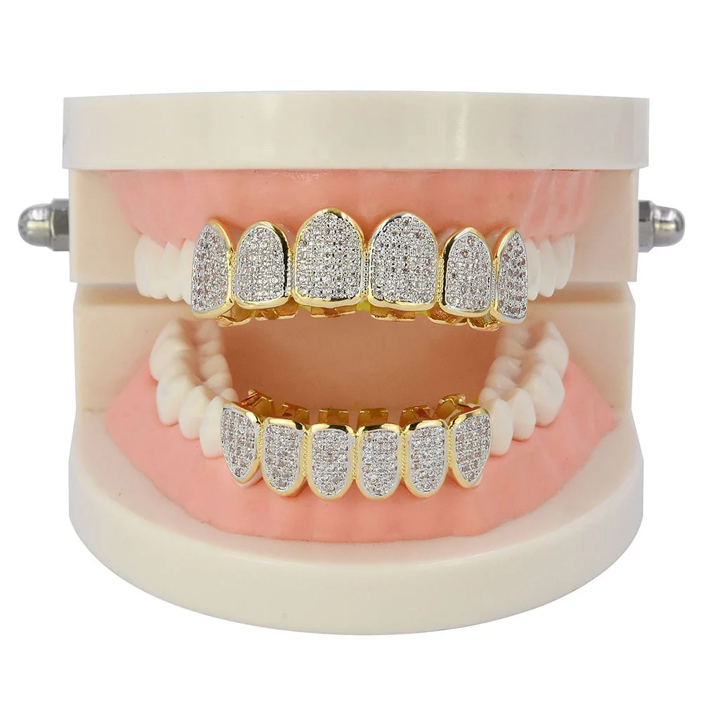 Teeth Grillz Top & Bottom Iced Out Grillz Vampire Custom Grillz Teeth ...