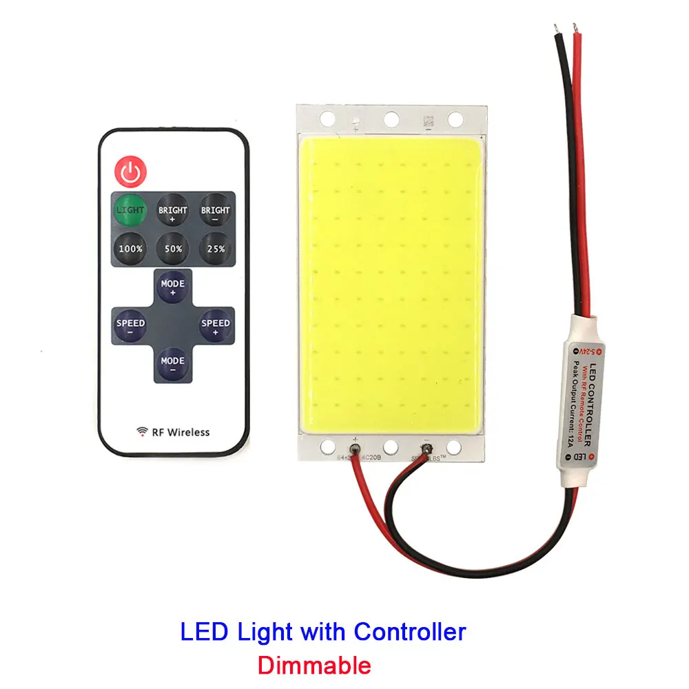 Remote Control COB LED Panel Light 12V 15W Dimmable LED Lighting Board Plate RC Lamp for Decoration Bulbs DC12V 94x50mm