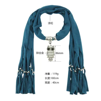 Owl pendant scarf jewelry necklace scarf alloy tassel scarf wholesale