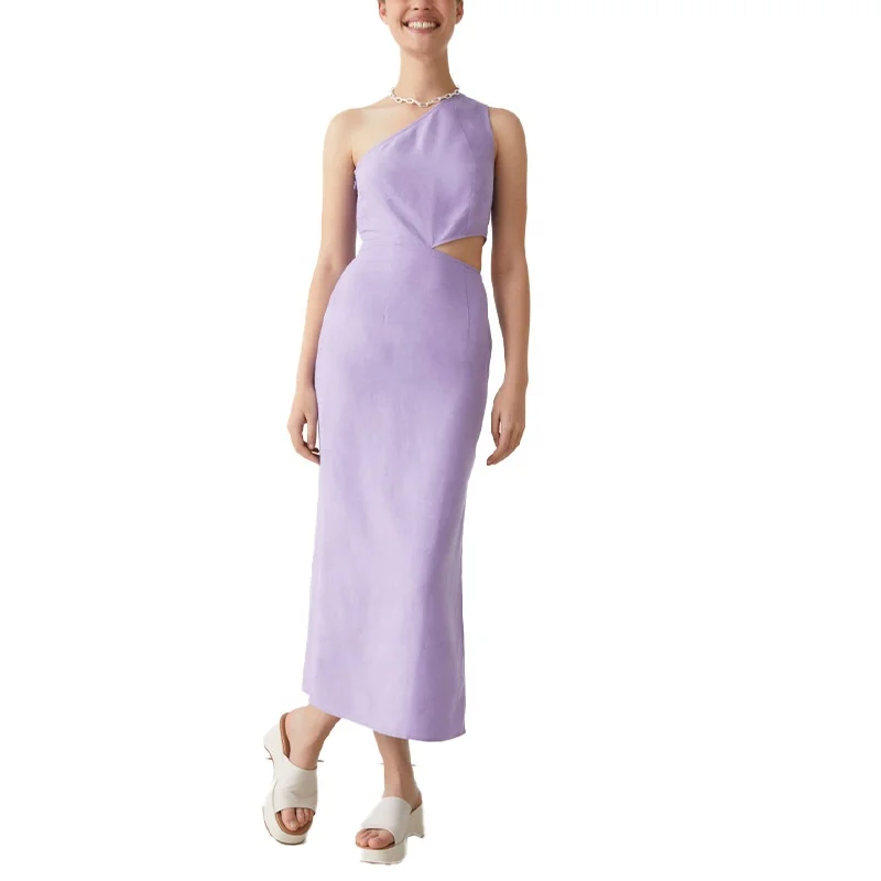 Manni One Shoulder Sleeveless Linen 