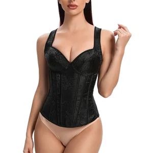 Vintage Waist Corset with Lace Decoration Top Tight Body Underwear Abdominal Strap and Shoulder Chest Bracket Retro Style
