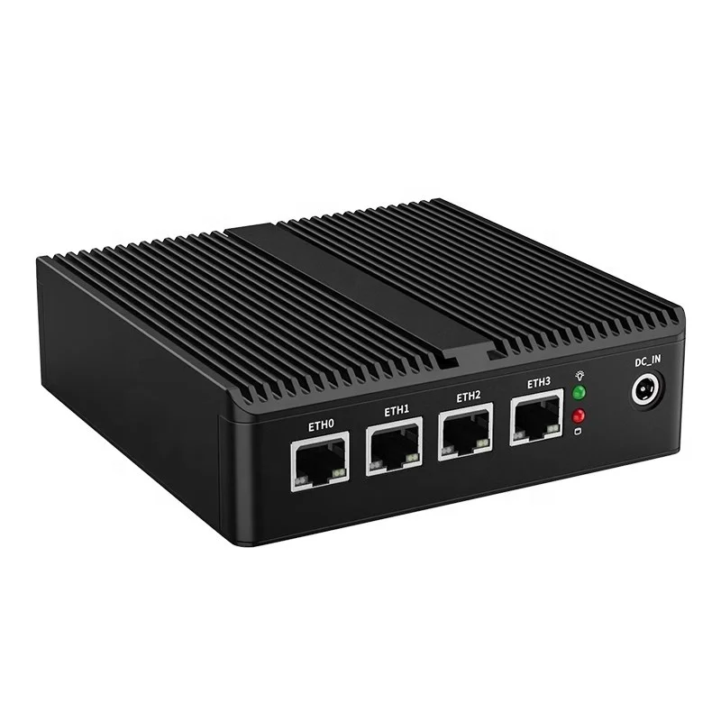 Fanless Firewall Router Minipc Pfsense Linux N100 J6412 4lan Server Firewall Hardware Soft Router Box SSD Multimedia Quad Core