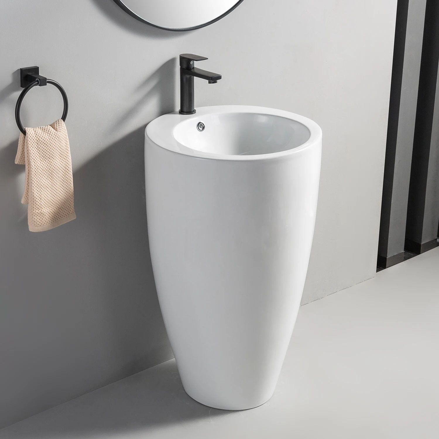 Professional Manufacturers Wastafel Berdiri Ceramic Cylinder Pedestal Sink Bathroom Hand Wash Basin