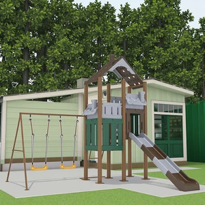 New Design Outdoor Playground Games Play House for Kids Plastic Slide and Swing Home Garden Slide Anti-UV Power Material