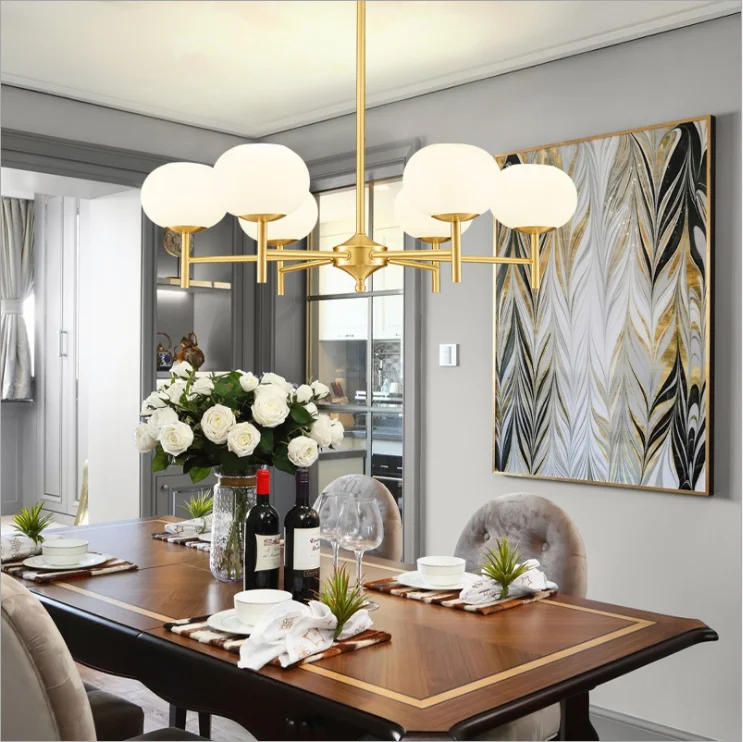E27 Bulb Ball Lamp Pendant Hotel Residential Indoor Hotel Dimmable CCT C12 Full Copper Led Ceiling Chandelier Lights