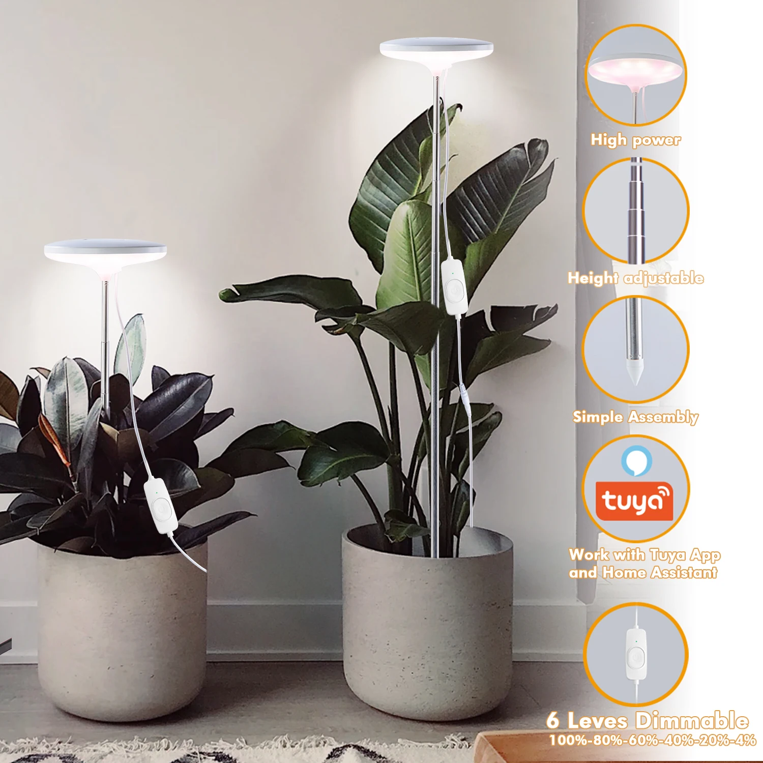 J&C Planter Mate 14w Wifi Indoor Grow Light Umbrella Grow Led Indoor Gardening Lights google Assistant Connected