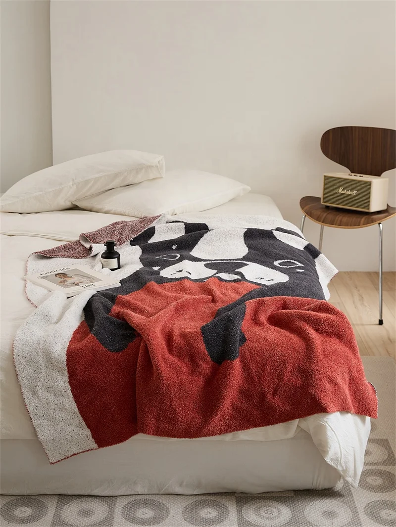 Hot Selling Soft  100% Polyester Knitted Blanket Customizable Throws for Home Decoration Sofa DJF manufacture