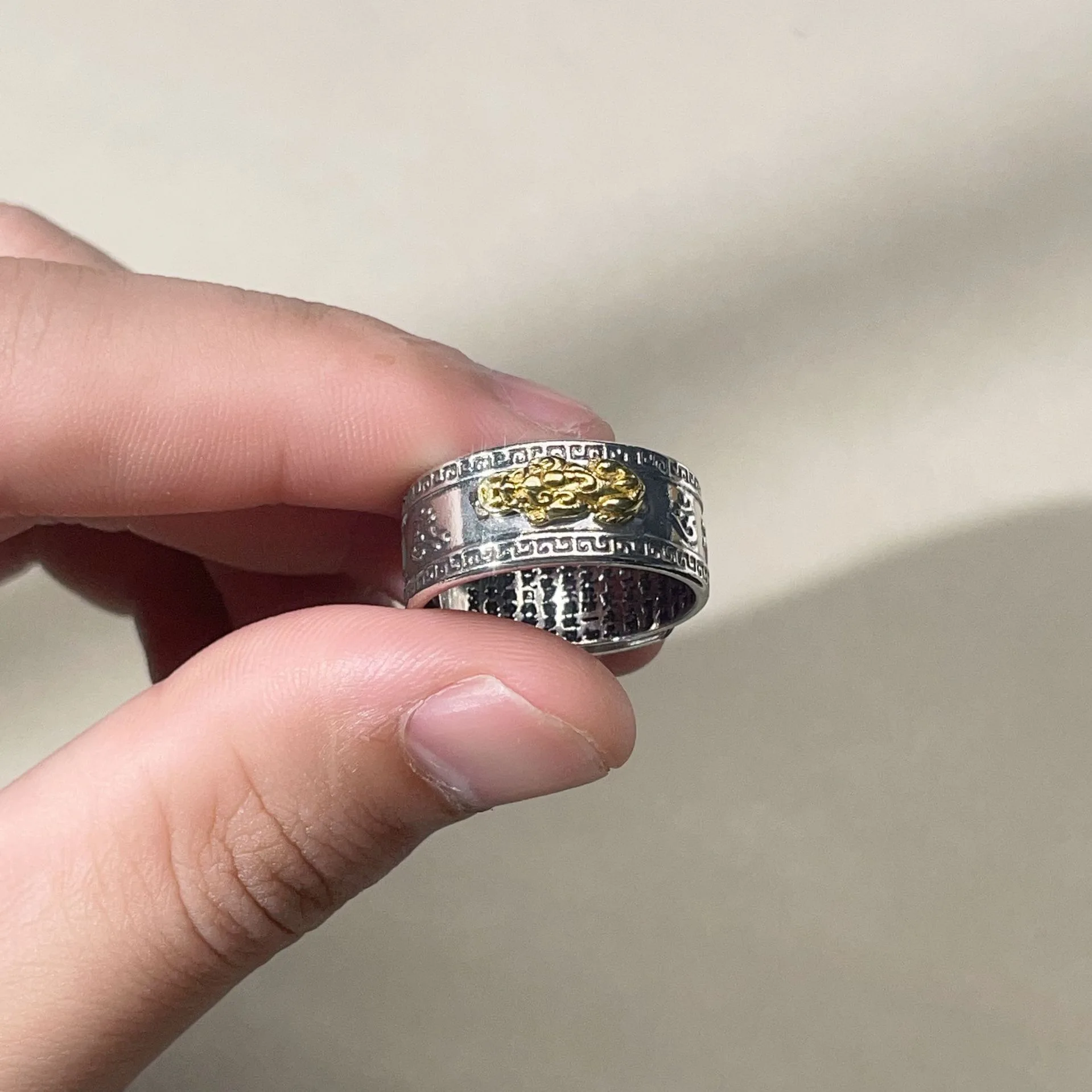 Feng Shui PiXiu Mantra Ring – 925 Sterling Silver Ganesh Ring With Heart Sutra, Vintage Style, Adjustable Sizes - View #12