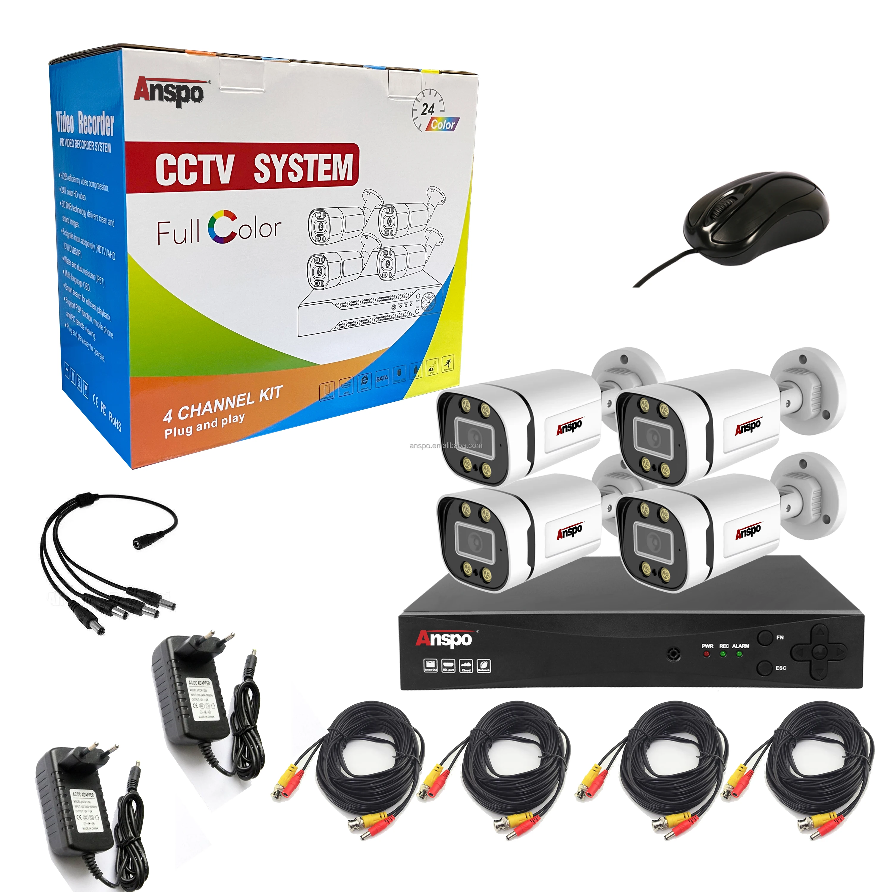 CCTV AHD Bullet Camera 5MP 4CH Night Vision DVR Security Home System Video Outdoor Waterproof