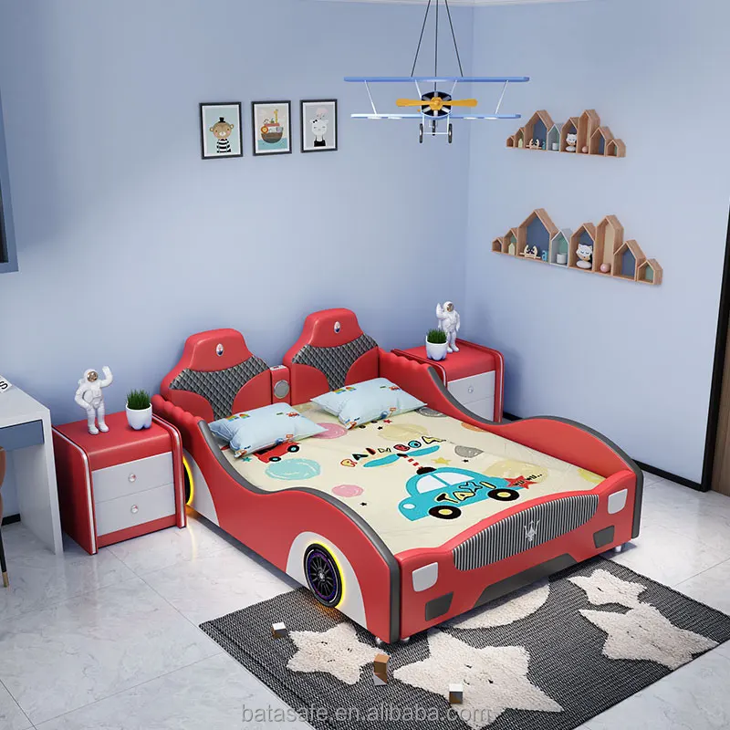 Wooden Frame Kids Car Bed Modern Bedroom Furniture Factory Direct Sale
