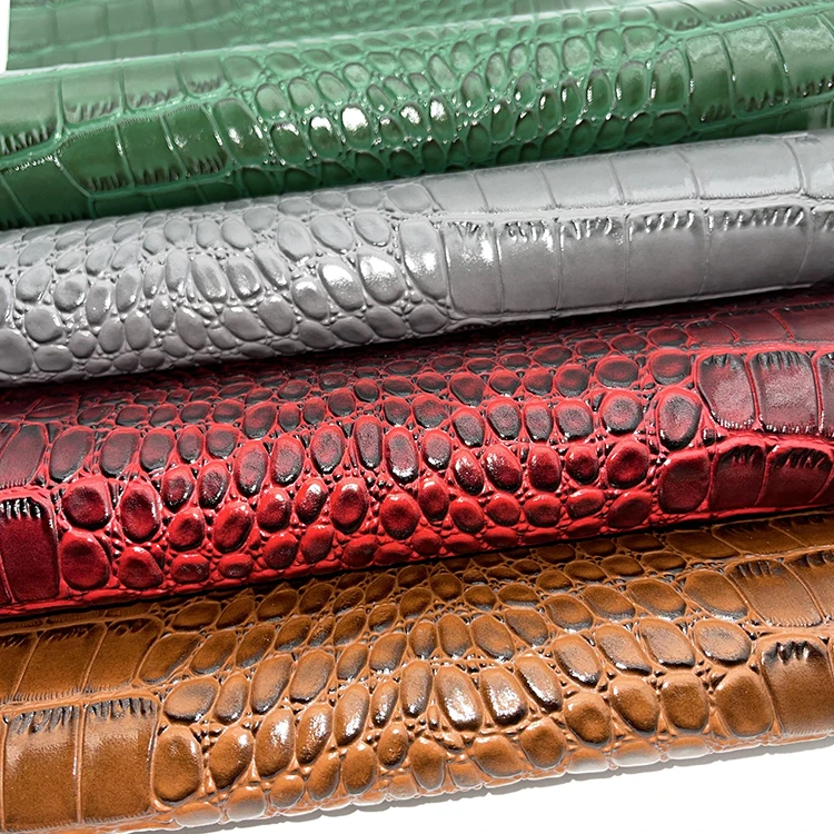 Two Colors Customized Embossed Crocodile PVC Synthetic Faux  Leather Water Resistant for Bags