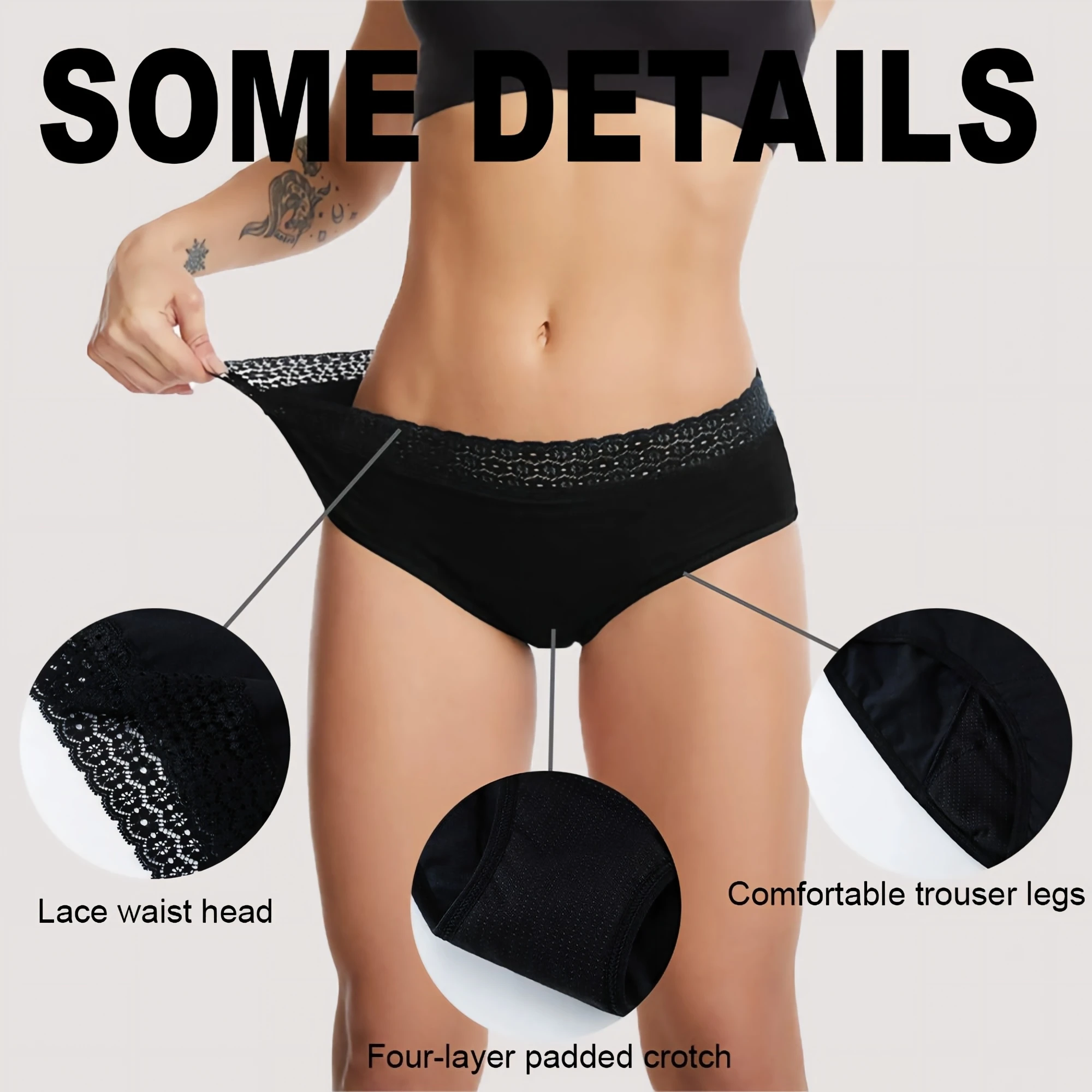Lace-waist period panty front view