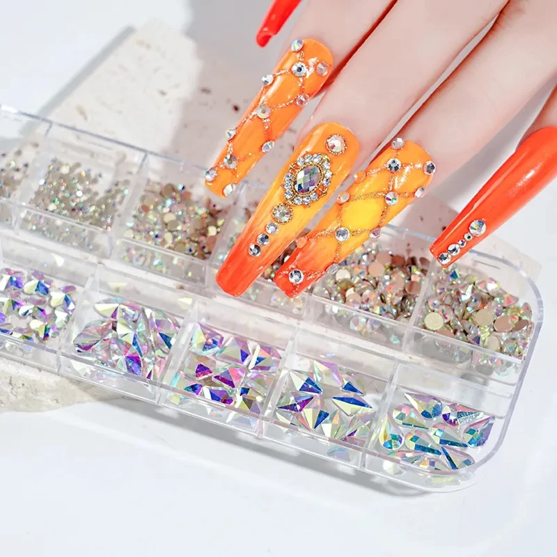 12gridsbox Crystal Nail Art Rhinestones Glass Ss4 Ss16 Nail Stones