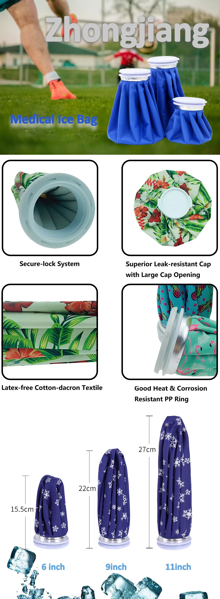 reusable medical ice bags fabric cold bag ice packs with logo