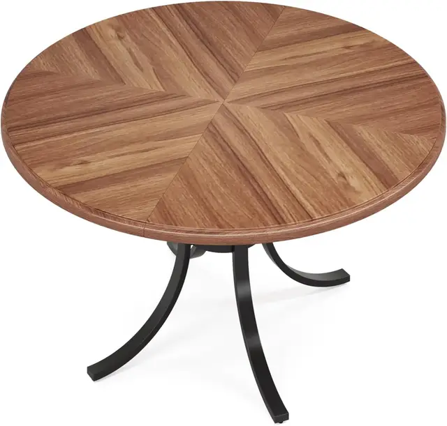 Pedestal Base Round Table for Dining Room Farmhouse Kitchen Round Dining Table with Wooden Texture Surface