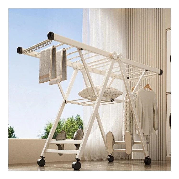 Aluminium Foldable Clothes Drying Rack Metal Folding Coat Hanger