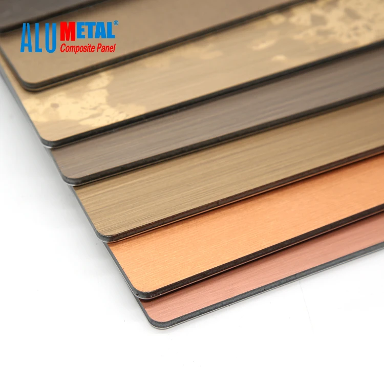 Copper Aluminium Composite Panel Rose Gold Alucobond Acm 3mm 4x8 Plastic  Wall Panels Villa Exterior Wall Cladding
