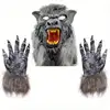 Yellow teeth, big - eared wolf head, and painted gloves