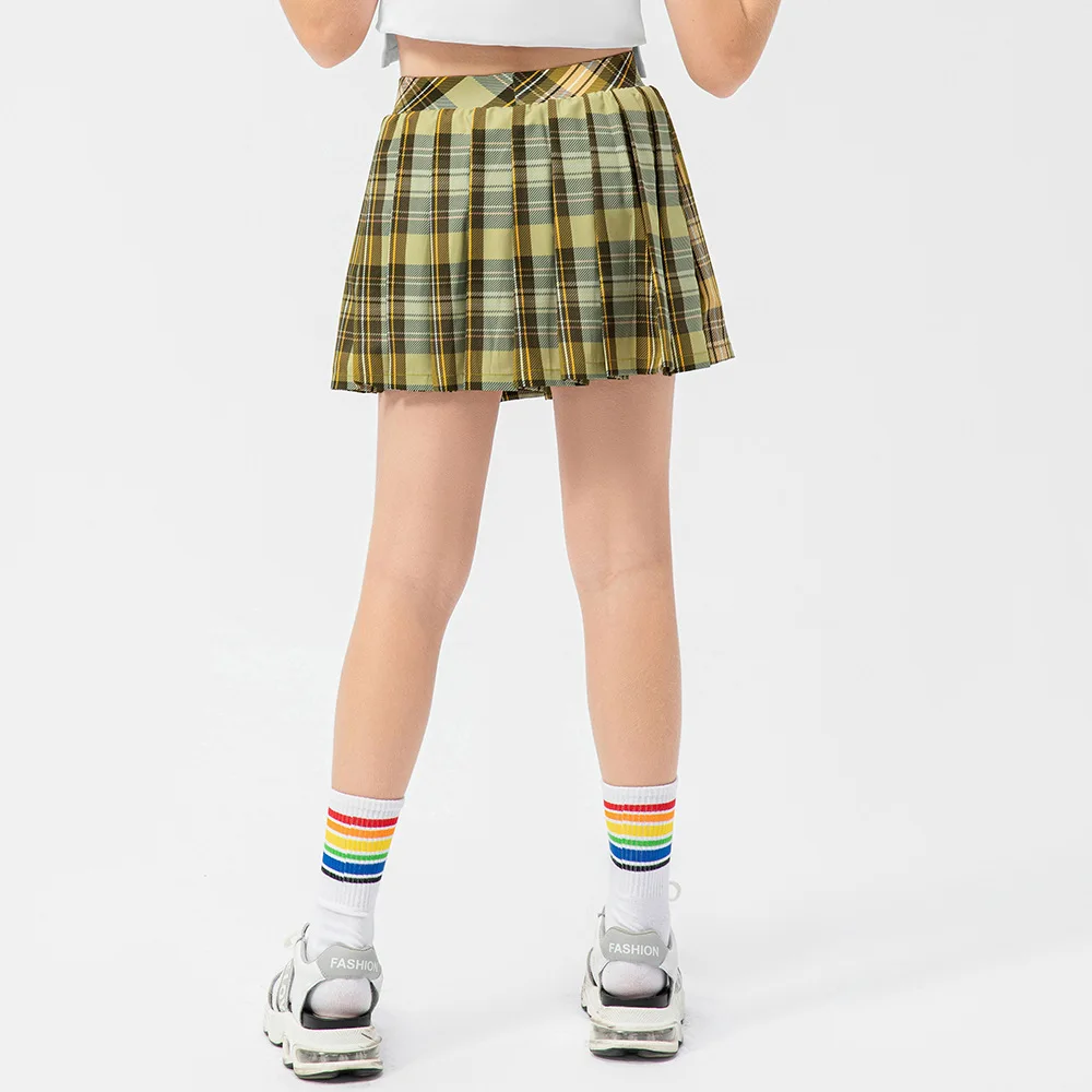 Plaid Pleated Mini Skirt Outfit Yellow Tartan Skirt School Women