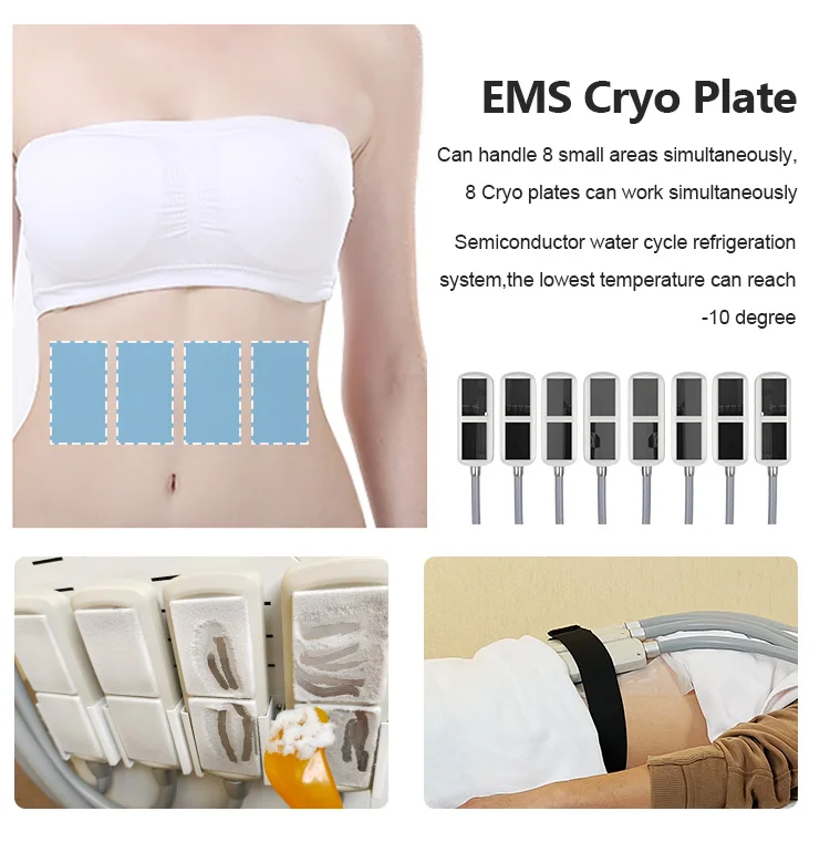 New style 8 cold plates ems microcurrent cryotherapy 2 in 1 function cryo fat freezing machine for fat reduction