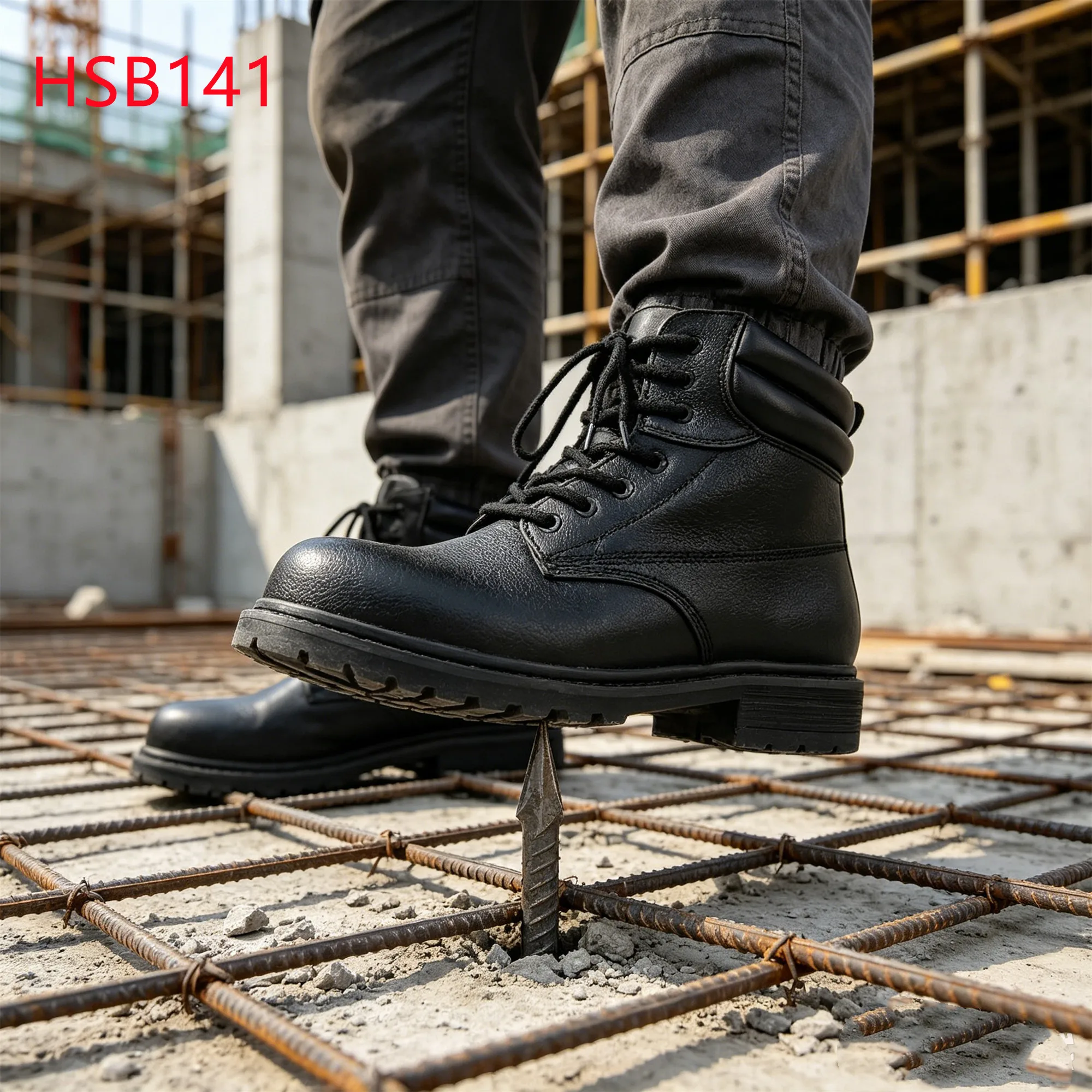 XYM,Jamaica Embossed Leather Hua Singh Safety Boots with Steel Toe Industrial Assembly Goodyear Rubber Sole Work Shoes HSB141
