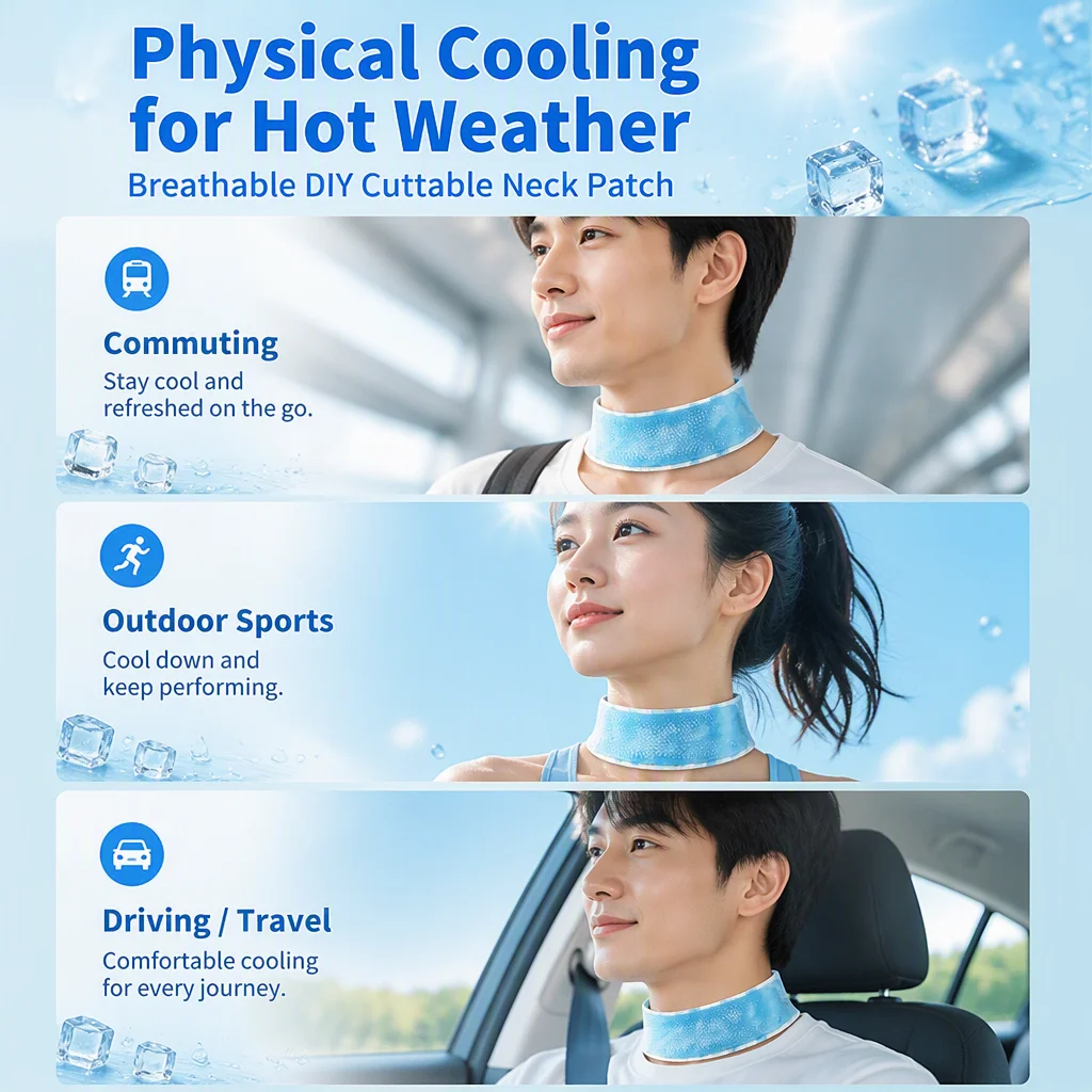 OEM Cooling Patch for Neck Breathable Heat Relief Body Cooler Pad for Summer Use