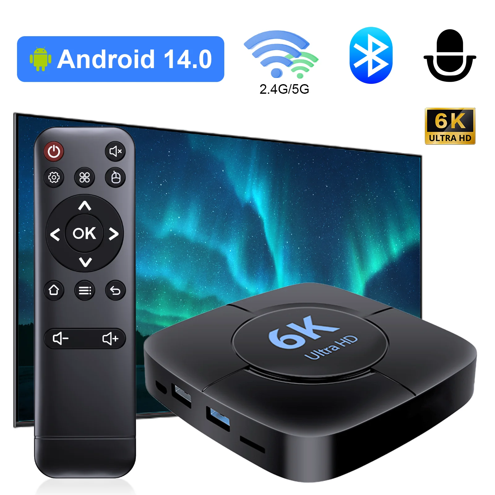 TV Stick Android 4K H618 - 2Go RAM, 16Go, WiFi6, Bluetooth 5.0, HDR10+ - Compatible Netflix, Disney+, YouTube - Streaming Fluide