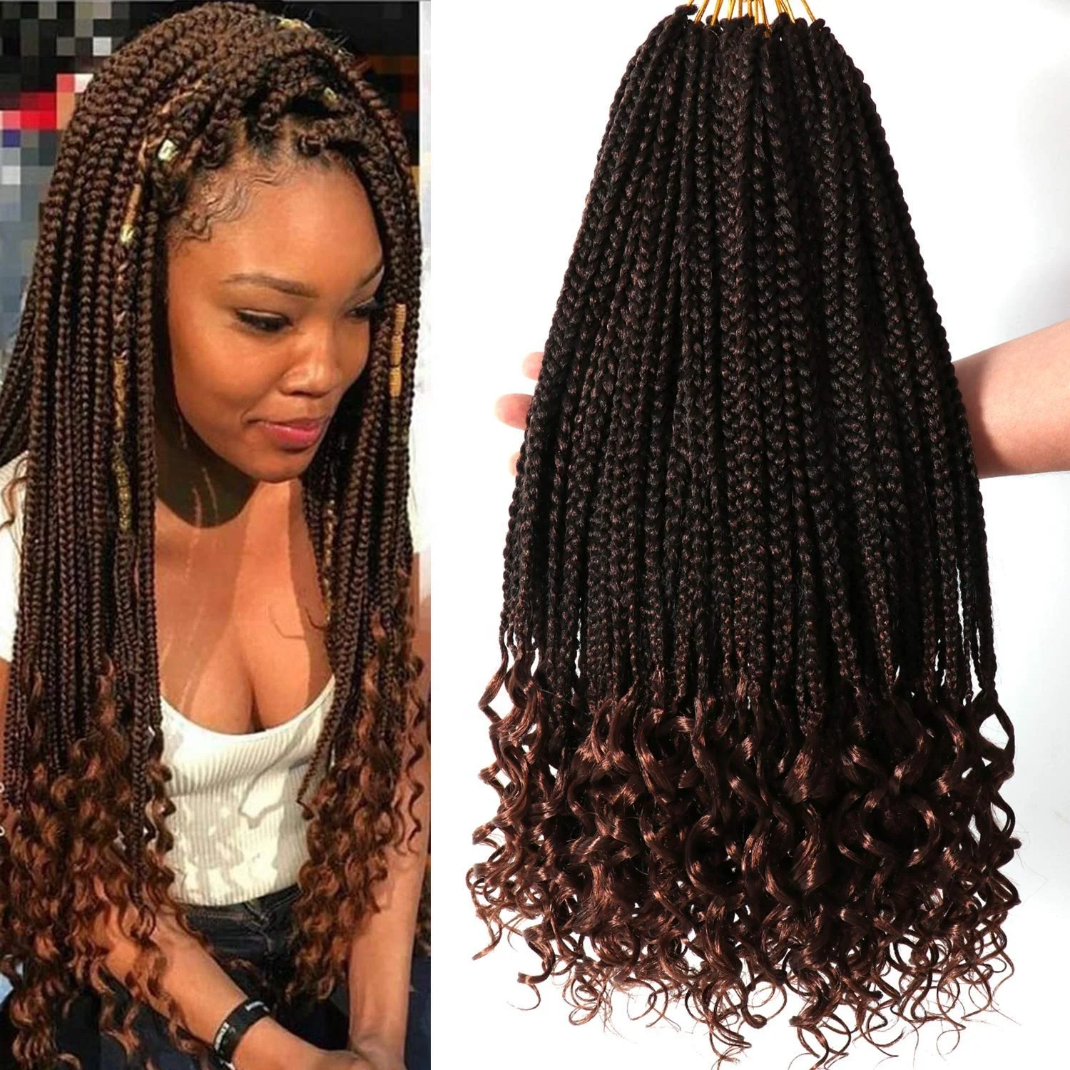 Wholesale free shipping Box Braids with Wavy Ends Light Color Synthetic Crochet Braids Box Braid Crochet Hair Extension 30inch From m.alibaba.com