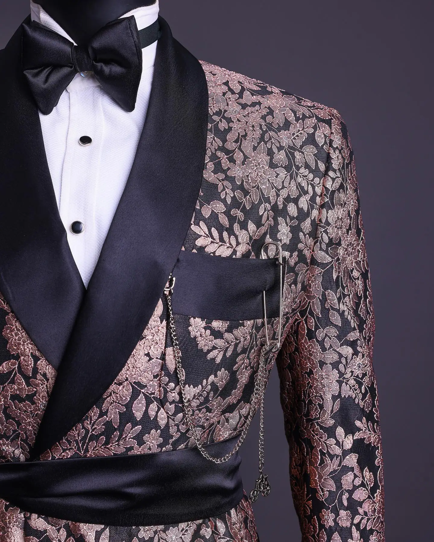 GATMSTZ Men's Jacquard 2 Piece Suit - Shawl Lapel Wedding Tuxedo For Formal Events