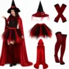 Set rosso da sette pezzi - lunghezza del mantello 150 cm
