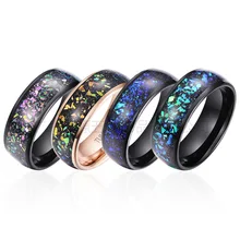 China Supplier Men Tungsten Steel Ring Black Plated Mosaic Star Lover's Wedding Jewelry New Hand Ring for Couples