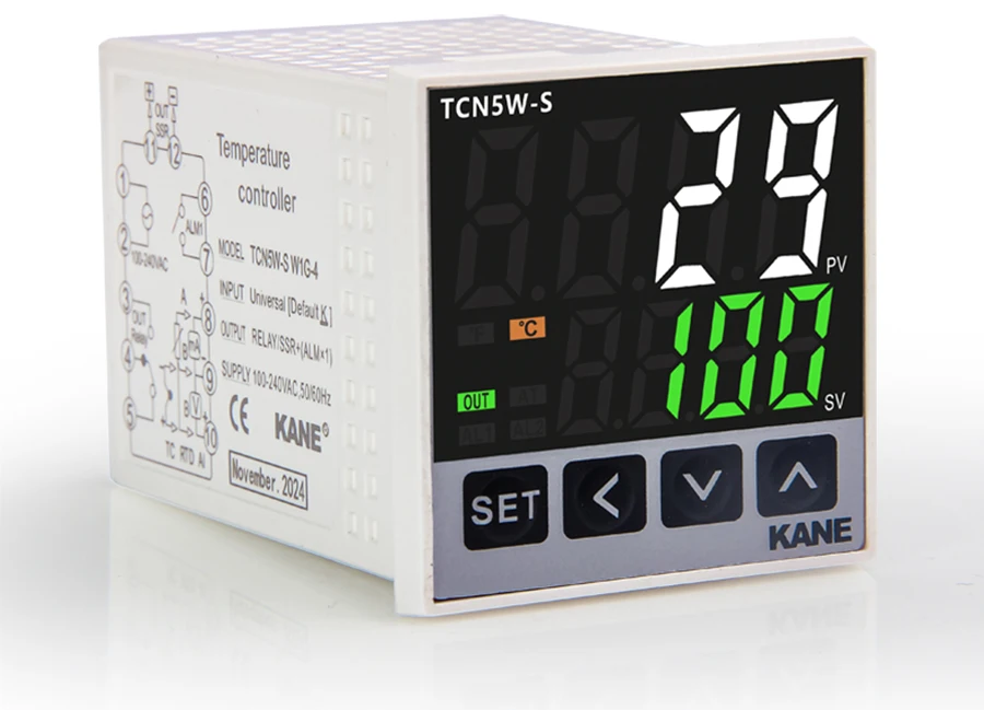 TCN5W-S 48*48mm 220V 24Vdc LED Display Digital Pid Intelligent Temperature Controller with Output Relay and SSR 4-20mA 0-10Vdc
