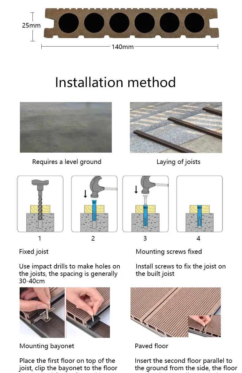 Wholesale Outdoor WPC Decking Tile Swimming Pool Piazza Plastic Wood Flooring in China