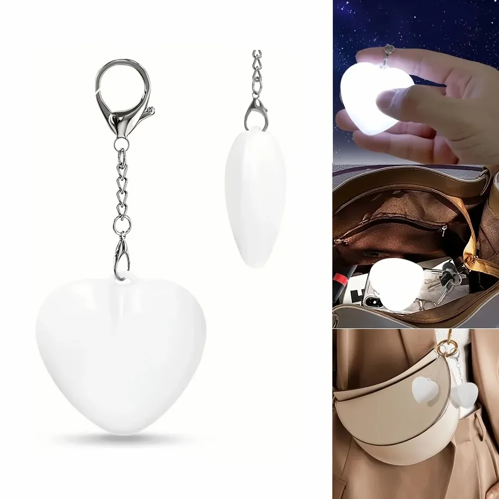 2-Pack Purse Glow Heart Light – Mini Touch-Activated LED Handbag Lamp With Auto Sensor, Rechargeable, Clip-On Design, Great Gift For Women (White+Pink)