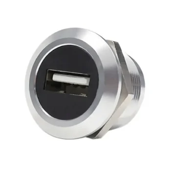 Female to Female Usb2.0 Panel Mount Connector Round Type Socket Coupler With Dust Cover