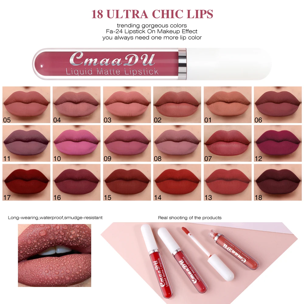 6 Colors/Set Fashion Matte Lip Gloss Sets Natural Moisturize Waterproof Lasting Velvet Sexy Red Liquid Lipstick Beauty Cosmetic