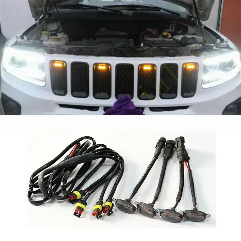 Front Grille LED Signal Light Grill Mount Lamp for Jeep Grand Cherokee 2003-2021 Raptor Style  Car Eagle Eye Lights Wholesale