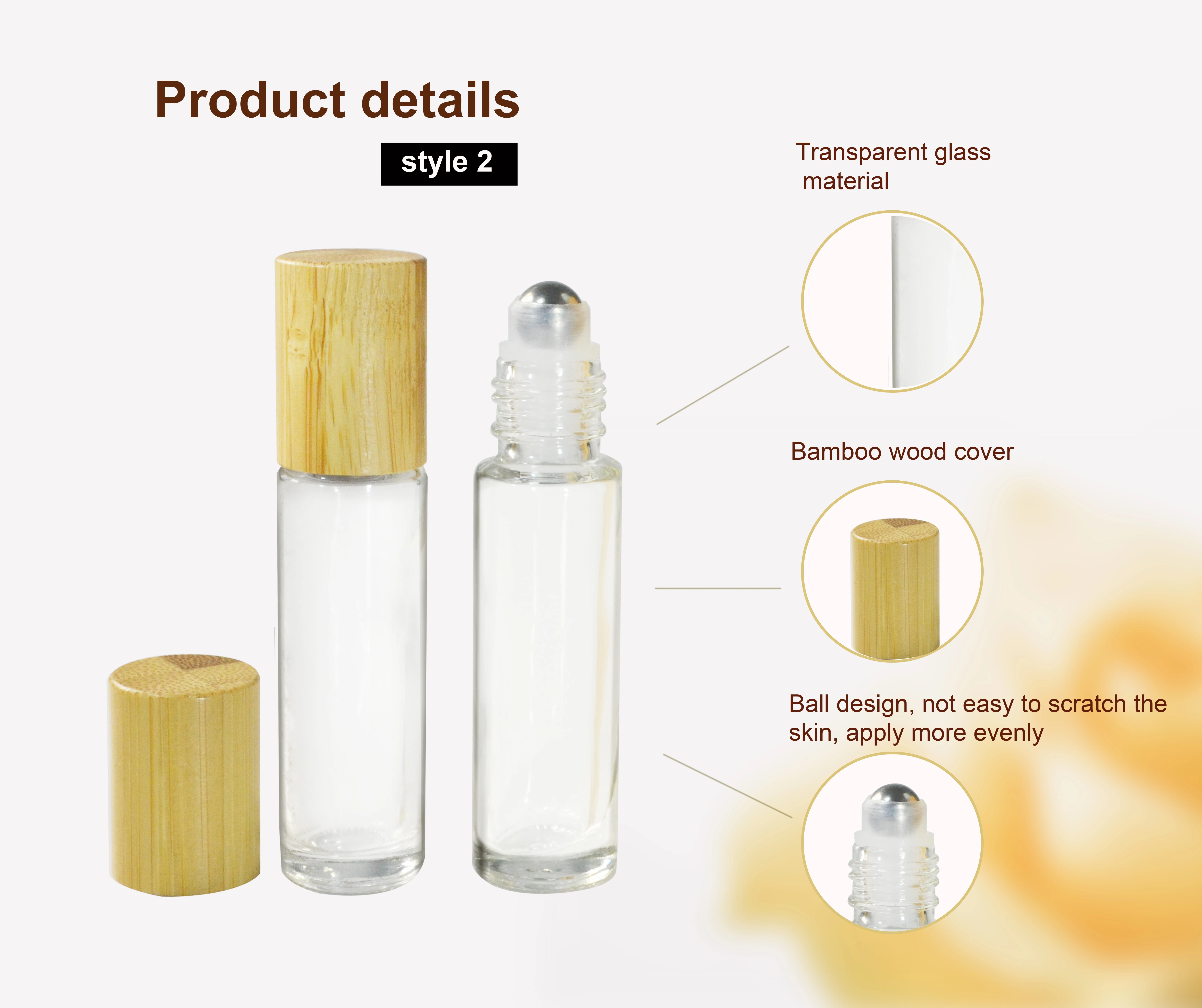 15ml Bambus deckel Roll-On Glasflasche mit Schraub verschluss therisches  l Attar Parfm Creme Matte Oberflche 10ml therische l flasche