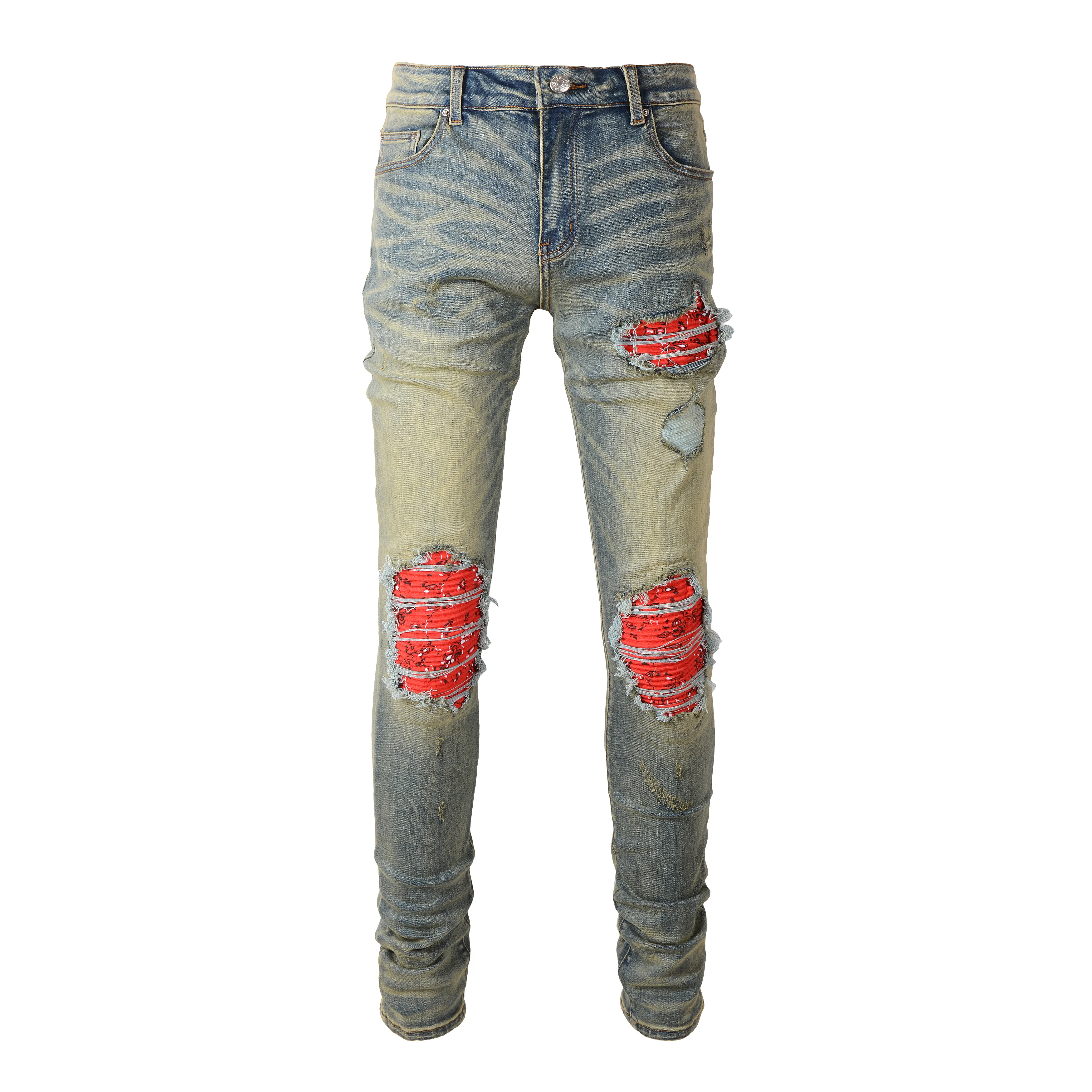 2023 Hot Sale 6552 Jeans Men Denim Men Skinny Custom Bandana Patch ...