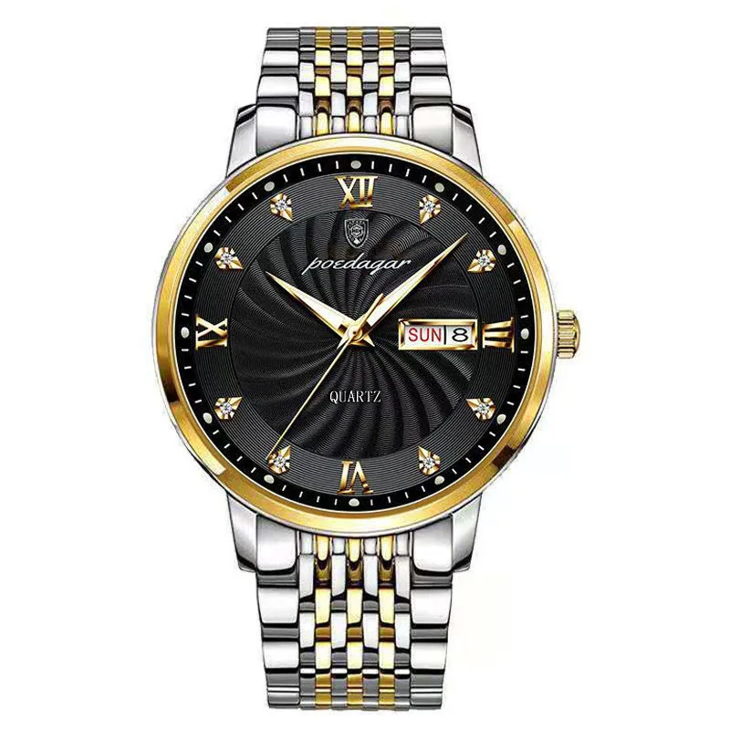 POEDAGAR 827 Business Men's Quartz Wrist Watch  New Luxury Model Waterproof Gold Men Wat aperçu 9