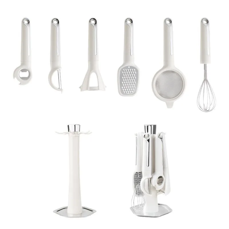 7-Piece Stainless Steel Manual Mixing Egg Beater Set Cross-Border Kitchen Utensils with PP Plastic Gadgets for Baking & Cooking