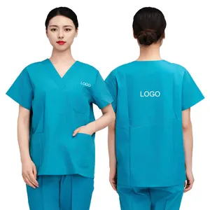 Wholesale Custom Men Women Medical Short Sleeve Scrub Suits Nurse Doctor Uniforms Hospital Workwear Scrubs Sets
